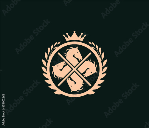Fototapeta Naklejka Na Ścianę i Meble -  Luxury royal horse modern, minimalist, monogram logo design icon vector template