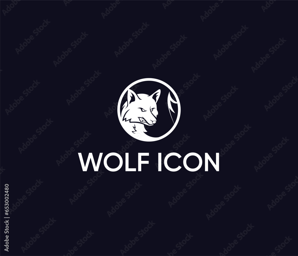 Minimalist wolf head with circle frame vector illustration. Wolf head emblem logo icon And t shirt Vector illustration Minimalist wolf head with circle frame vector illustration. Wolf head emblem logo icon And t shirt Vector illustration