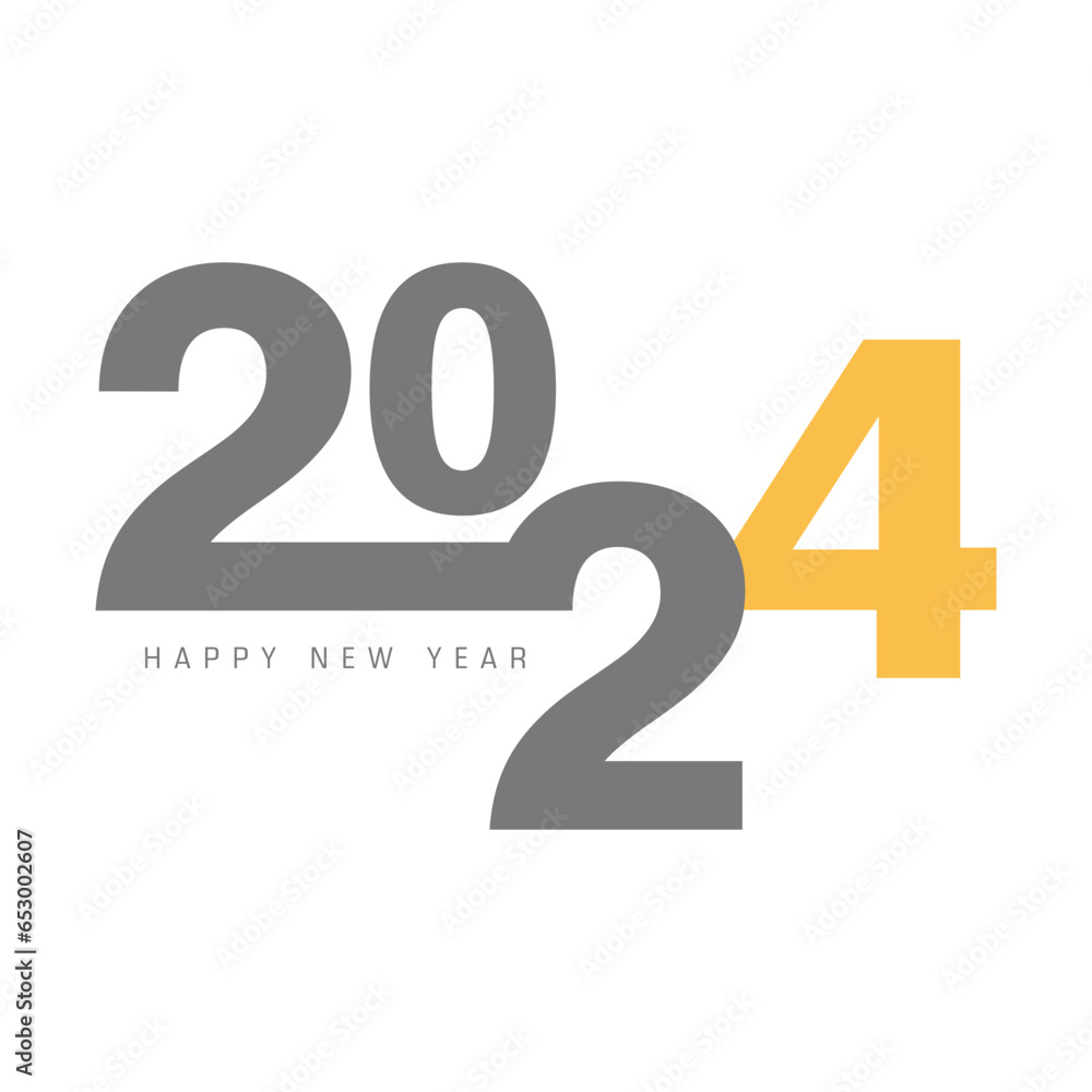 Happy New year 2024 text design.For brochure design template,card,banner,calendar.2024 concept.Vector illustration isolated on white background. Happy New year 2024 text design.For brochure design template,card,banner,calendar.2024 concept.Vector illustration isolated on white background.