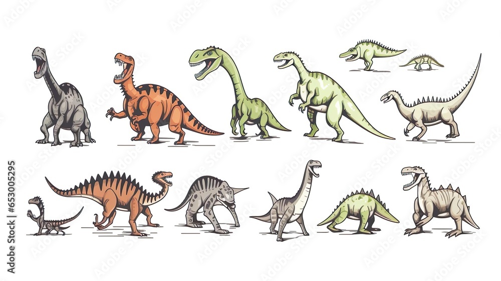Obraz premium Vector illustration of black and white dinosaur