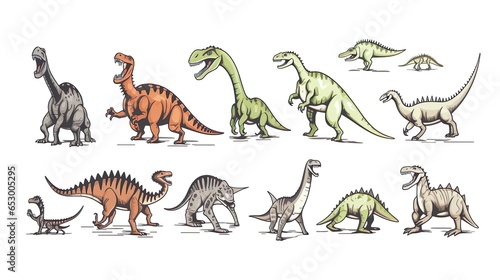 Vector illustration of black and white dinosaur