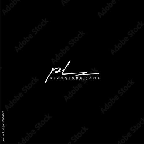 premium PL letter signature logo in handwriting art style monogram vector illustration template photo