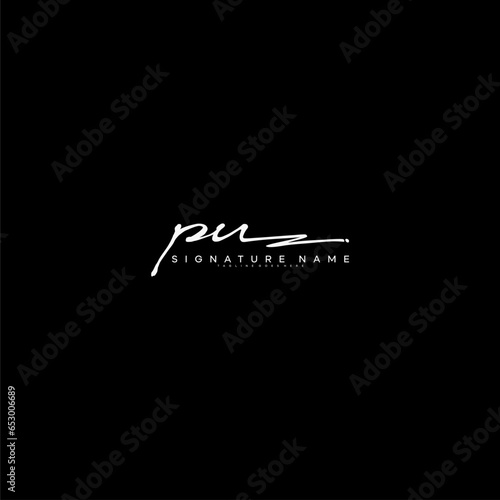 premium PU letter signature logo in handwriting art style monogram vector illustration template