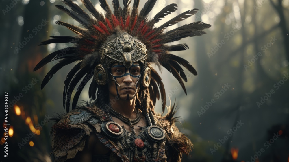 Huitzilopochtli - The azteken god of war and sun.generative ai
