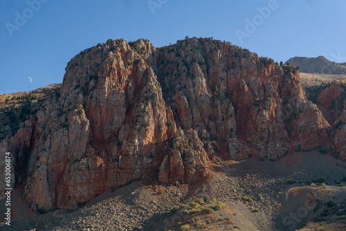 Red rock formation in the mountains