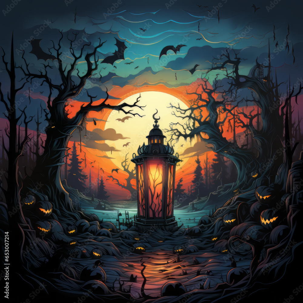 The Halloween vampire party sets a mysterious tone with a haunting silhouette that promises an unforgettable night of dark and enchanting festivities.