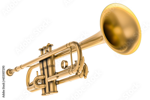 Trumpet  musical instrument. 3d rendering isolated on transparent background