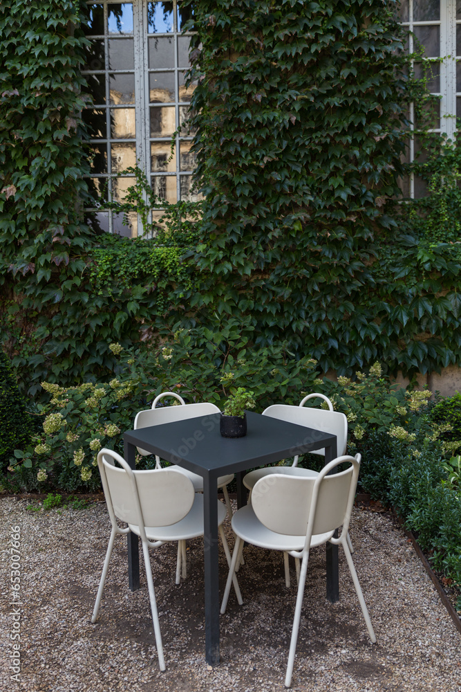 Fototapeta premium table and chairs in garden