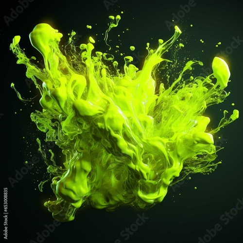 Green ink in water Ink swirling in water isolated on black background