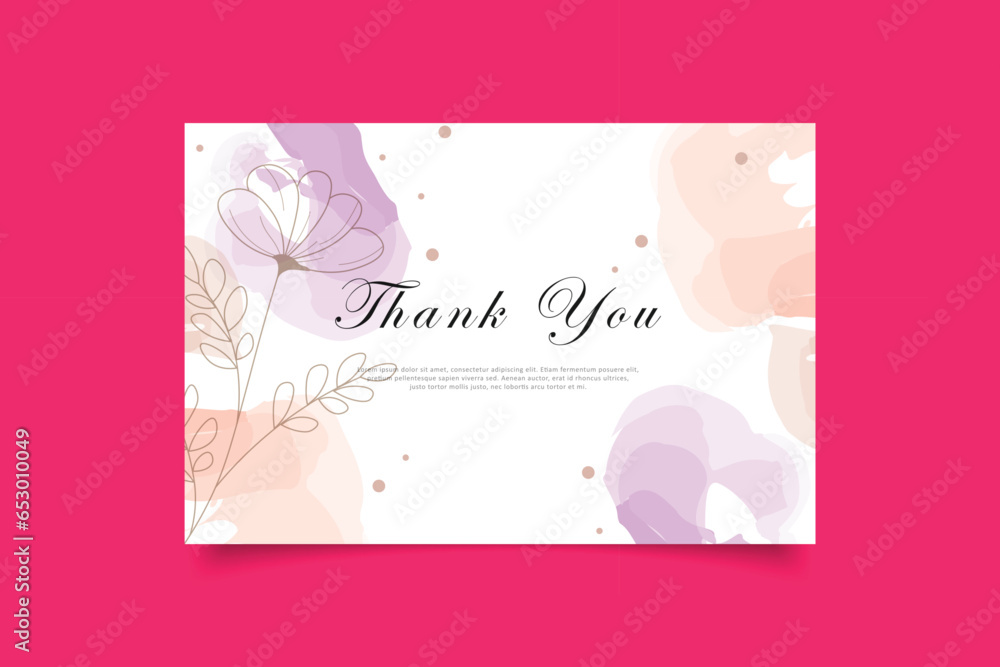 thank you card template design with abstract minimalist background