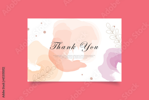 thank you card template design with abstract minimalist background