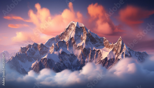 Majestic mountain peak, nature panoramic beauty in winter landscape generated by AI © grgroup