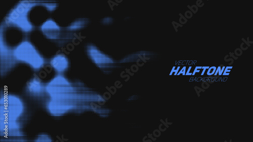 Abstract vector torn blue halftone background. Scrathed dotted texture element.