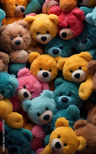 Colorful teddy bears background. Generative AI
