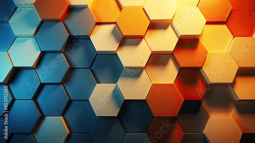 modern symmetrical hexagon arrangement with gradient color for wallpaper or background