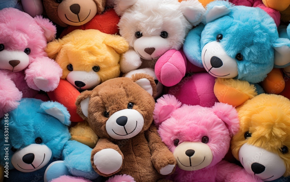 Colorful teddy bears background. Generative AI Colorful teddy bears background. Generative AI