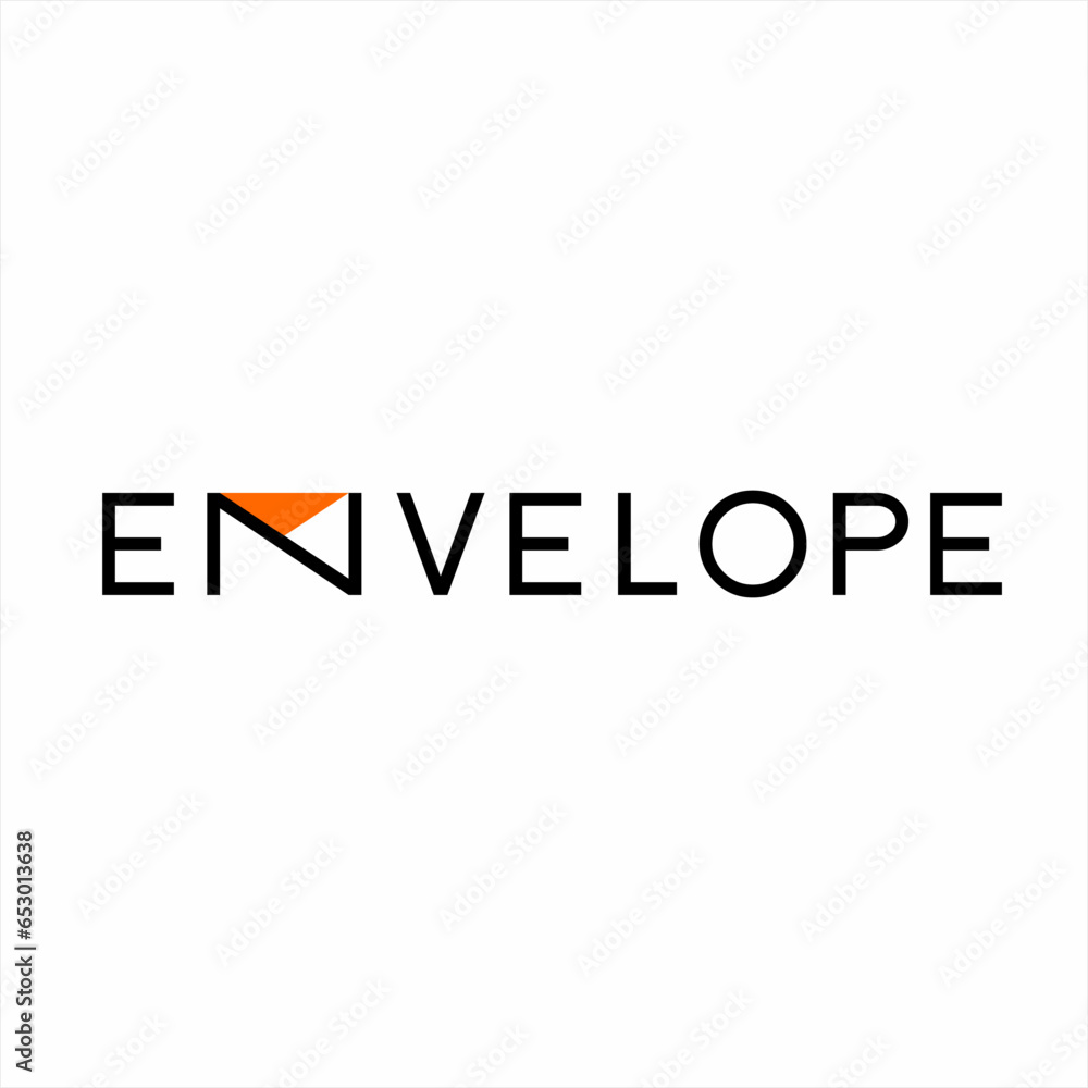 Design the word envelope with its symbol on the letter N. Design the word envelope with its symbol on the letter N.