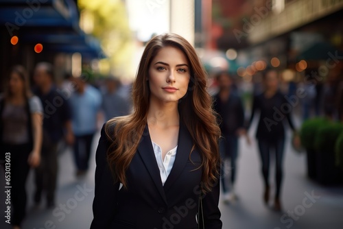 portrait of a beautiful woman in the city - generative ai