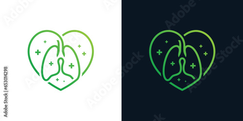 Lung logo design element with heart design graphic vector illustration. Symbol, icon, creative.