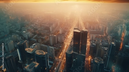 Captivating Urban Vistas: Enchanting Skyline Views at Dusk in Vibrant Cities, generative AI