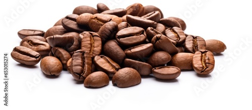 White background cutout of isolated roasted coffee beans
