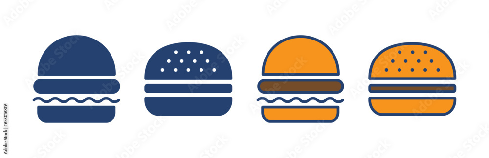 Burger icon vector. burger sign and symbol. hamburger Burger icon vector. burger sign and symbol. hamburger