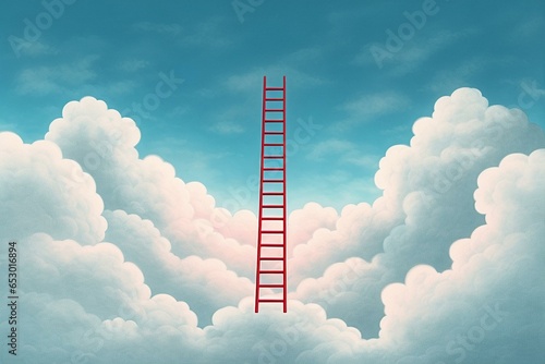 Illustration depicting a ladder reaching towards the sky. Generative AI