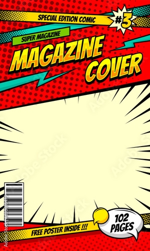 Cartoon comic magazine template background