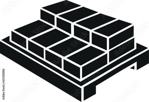 Cartoon Black and White Illustration Vector Of A Pallet of Construction Bricks