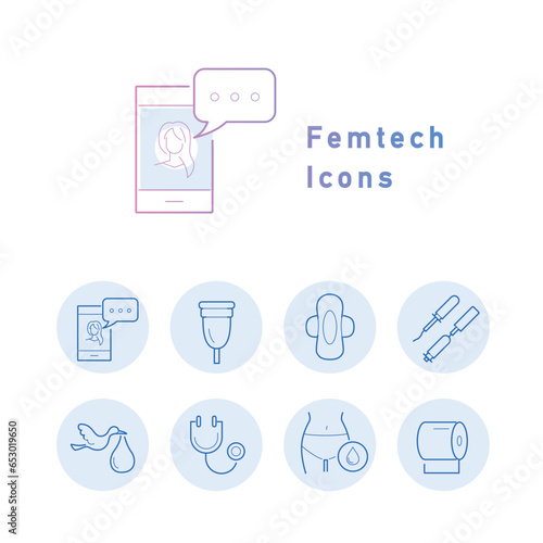 フェムテックのカラーアイコンセット