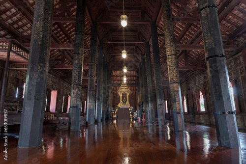 The Emerald buddha statue in the heritage house at Wat Yai Suwannaram temple. Selective focus. photo