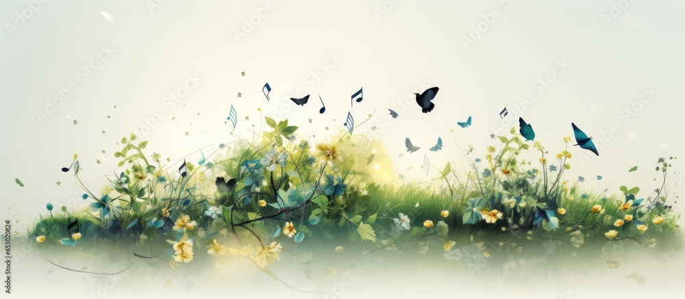 Nature themed music with customizable clip art - obrazy, fototapety, plakaty 