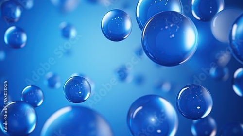 Realistic blue molecules spheres isolated background. AI generated image