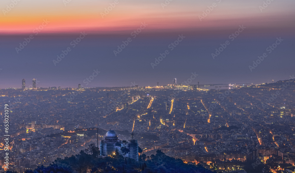 Barcelona city and photos taken at sunset
