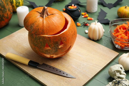 Carved pumpkin with Hallowe...