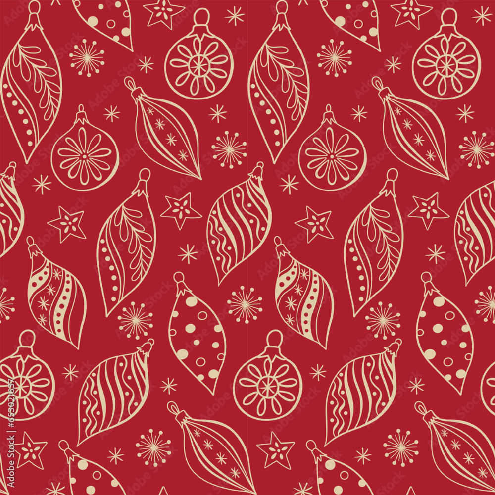Seamless Christmas Pattern On Red Background Seamless Christmas Pattern On Red Background