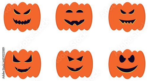 Collection of pumpkins with different face expression