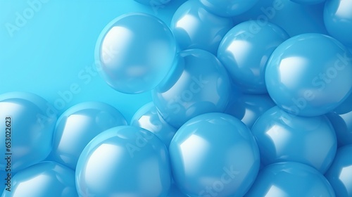 Realistic blue molecules spheres isolated background. AI generated image