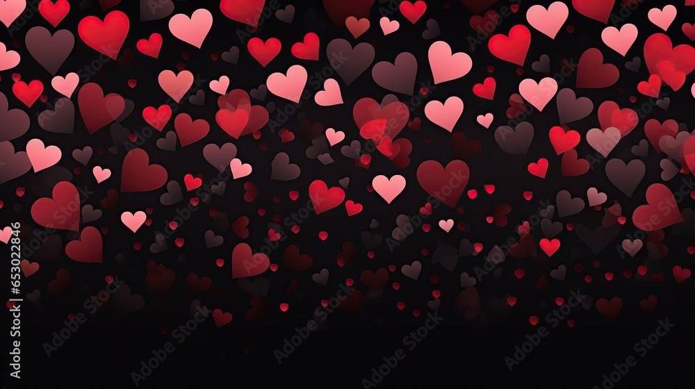 Red heart symbol isolated black background. AI generated image