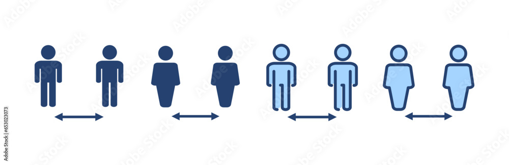 Social distance icon vector. social distancing sign and symbol. self quarantine sign Social distance icon vector. social distancing sign and symbol. self quarantine sign
