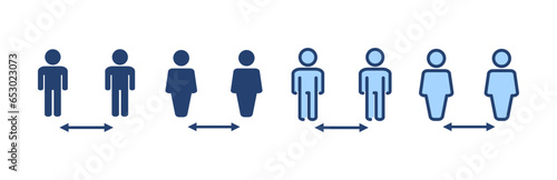 Social distance icon vector. social distancing sign and symbol. self quarantine sign