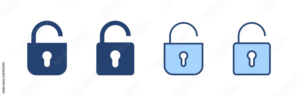 Unlock icon vector. Unlock sign and symbol. unlocked padlock icon Unlock icon vector. Unlock sign and symbol. unlocked padlock icon