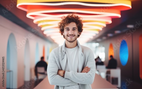 Young man startupper in fro...