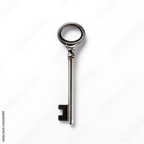  A closeup photo of a key isolated 
