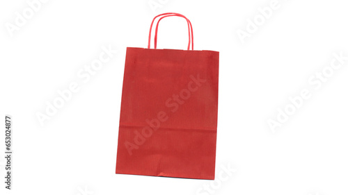 close-up of a red shopping bag on a white background