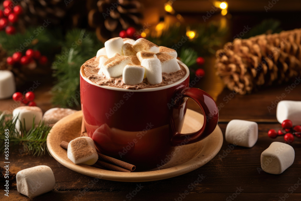 A mug of hot chocolate, a treat that is both delicious and comforting A mug of hot chocolate, a treat that is both delicious and comforting