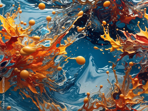 Paint splashes creating abstract patterns in a sea - AI Generative