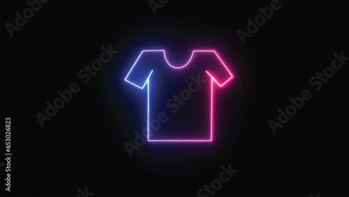 Icon of a neon t-shirt. A cloth object is illustrated in a vector.