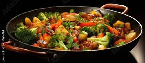 Vegetarian menu with cooked vegetables in photo studio