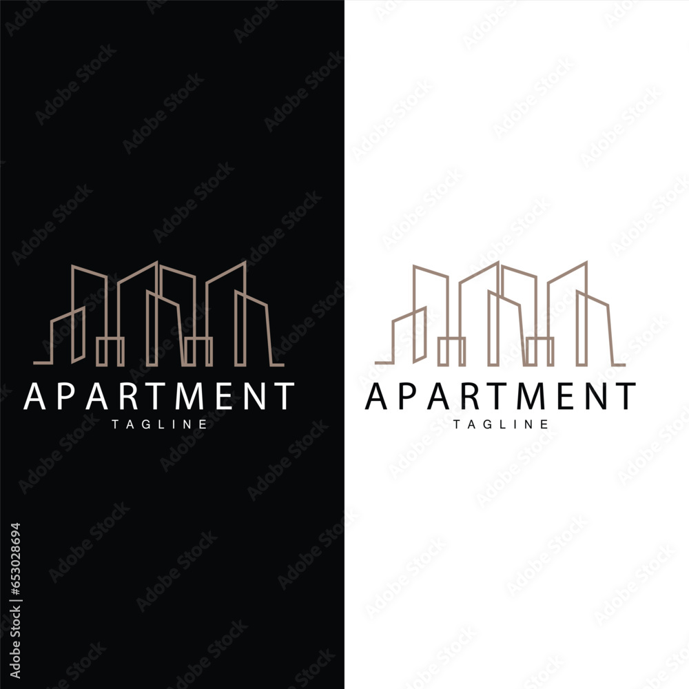 Apartment Building Logo, Modern Design Style Line Vector Symbol Illustration Template Apartment Building Logo, Modern Design Style Line Vector Symbol Illustration Template